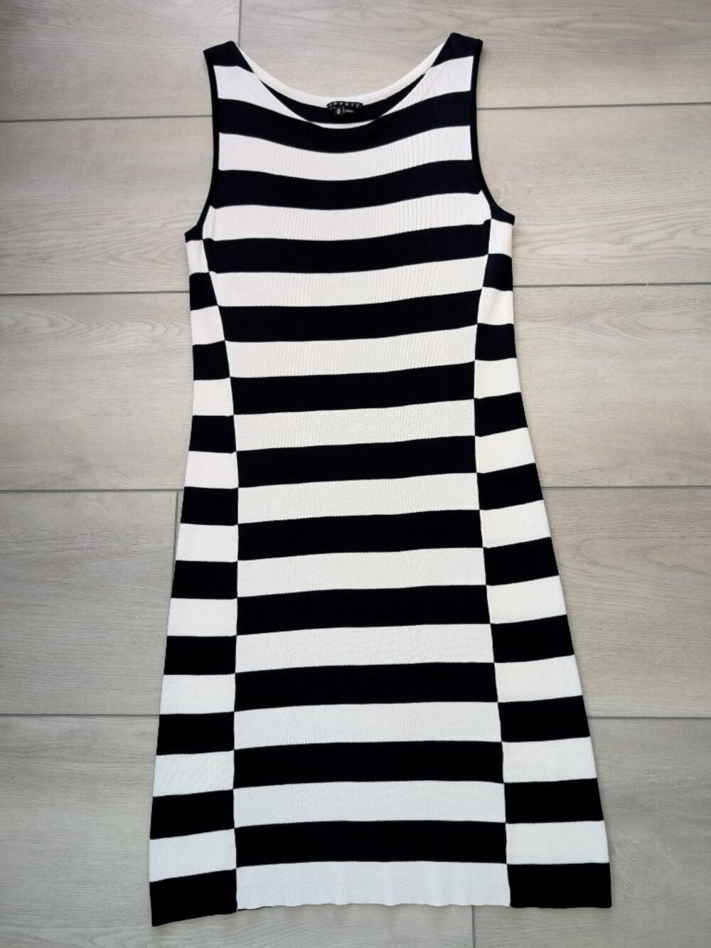THEORY Lasina Striped Dasher Knit Sleeveless Dress Navy & White Size M